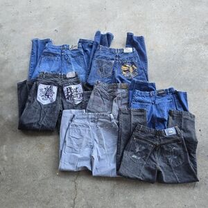 (Lot Of 7) Vintage Y2K Youth Jeans Skater Rave Baggy Fubu southpole Avirex 12-18
